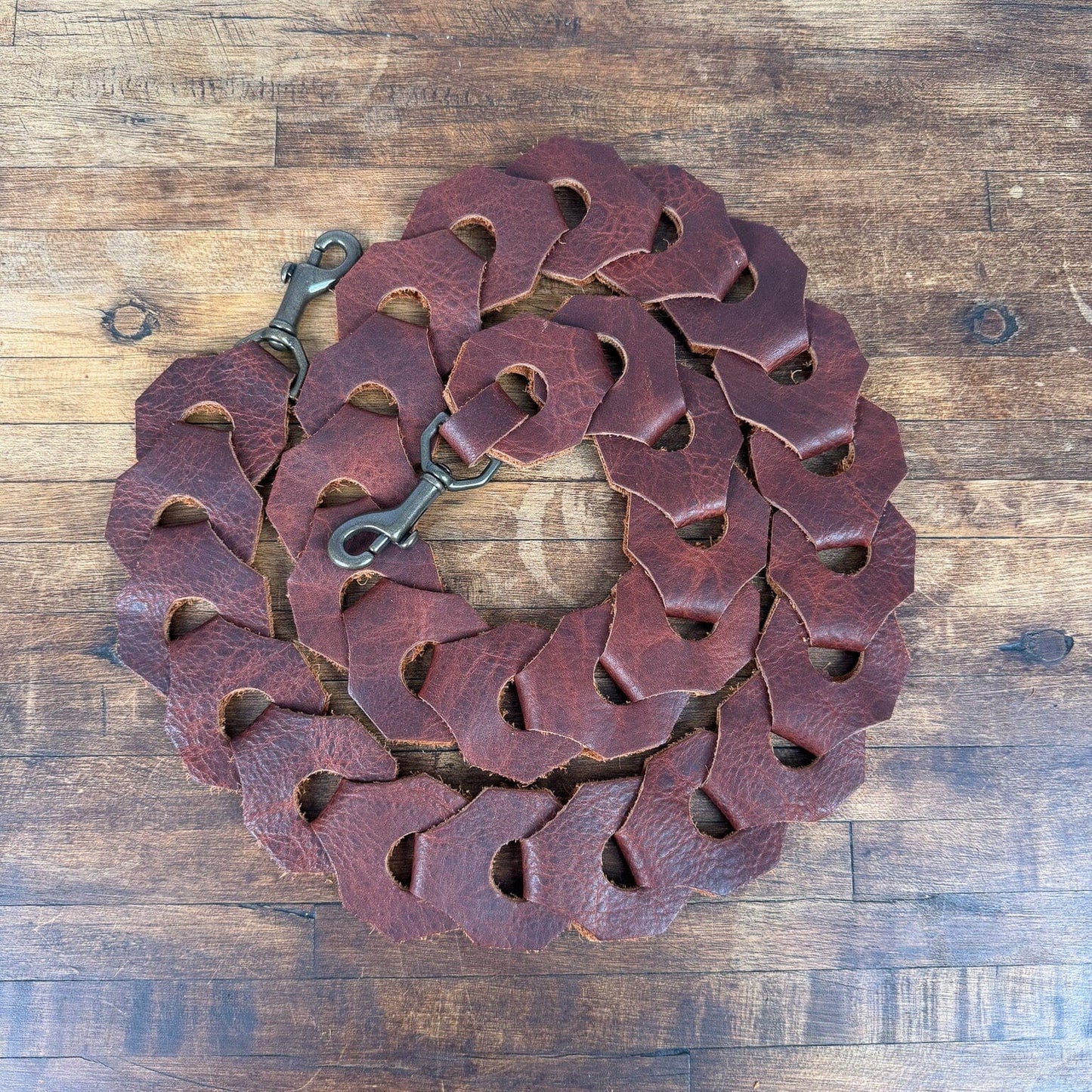 CHAIN LINK LEATHER STRAP - OCTAGON - WHISKY - IN STOCK