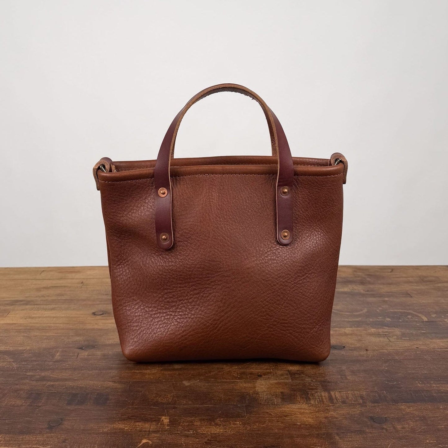 AVERY LEATHER TOTE BAG - MINI CROSSBODY - SADDLE - ZIPPER - IN STOCK