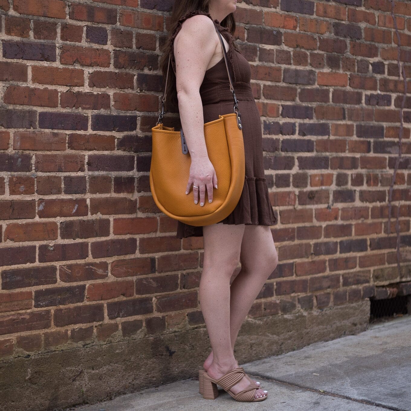 CELESTE LEATHER HOBO BAG - MEDIUM - MUSTARD YELLOW