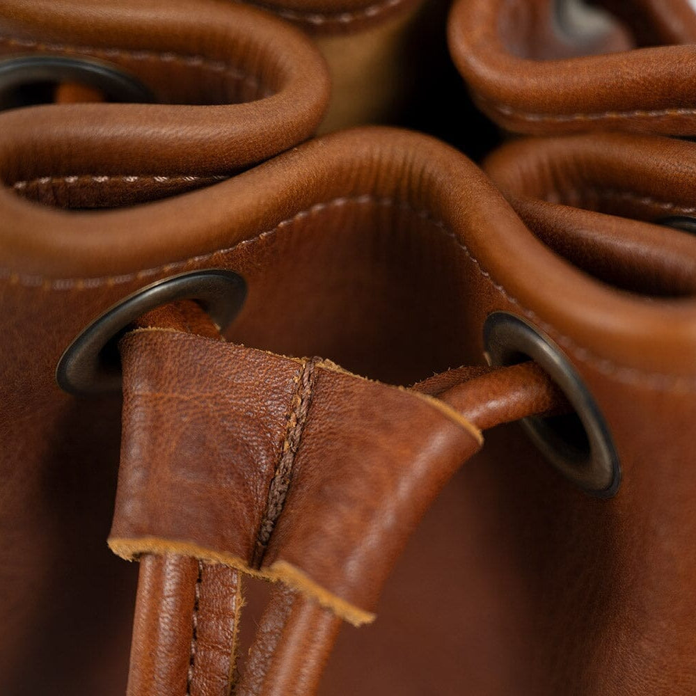 LEATHER BUCKET BAG - SMALL - MUSTARD YELLOW