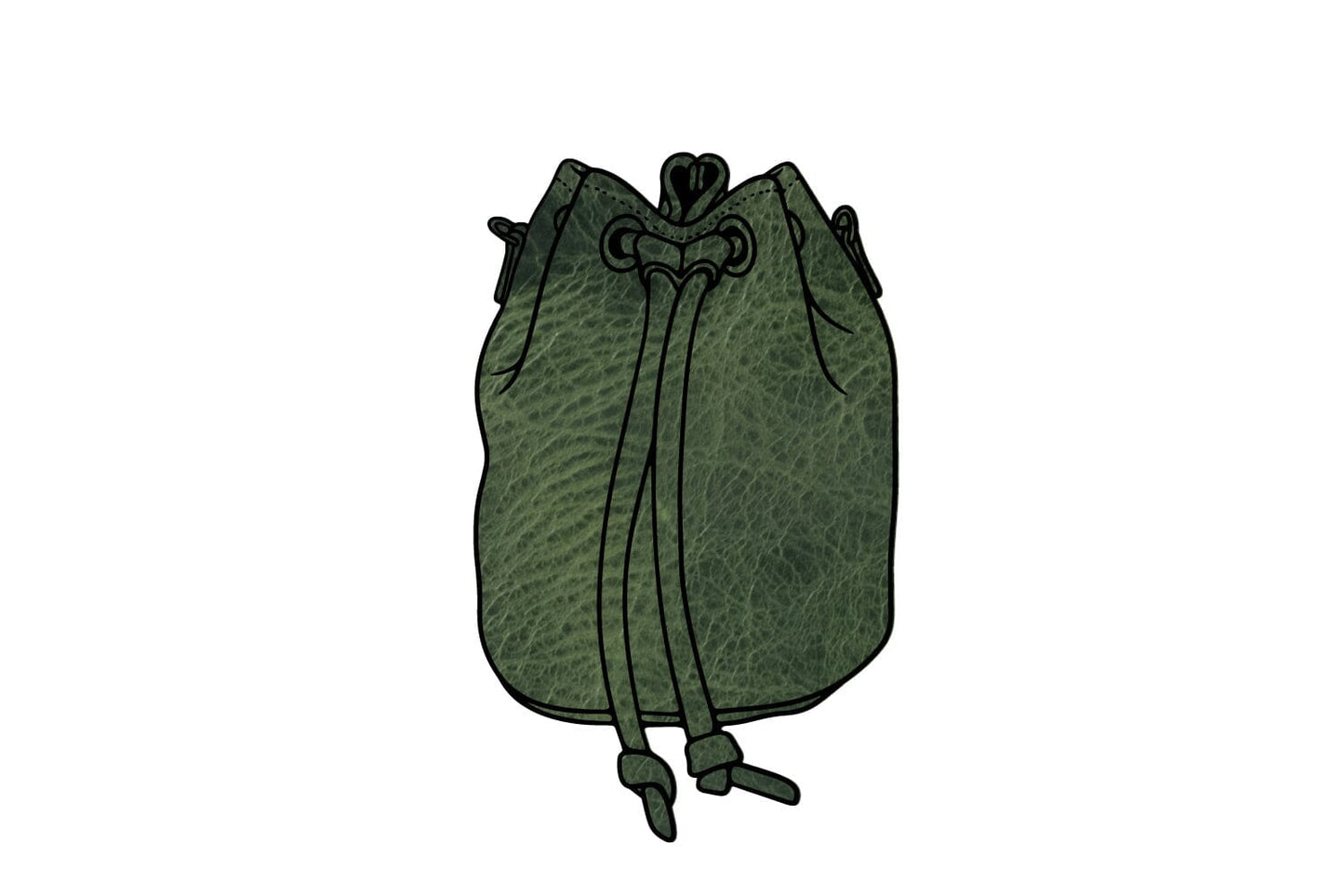 LEATHER BUCKET BAG - LARGE - JADE BISON