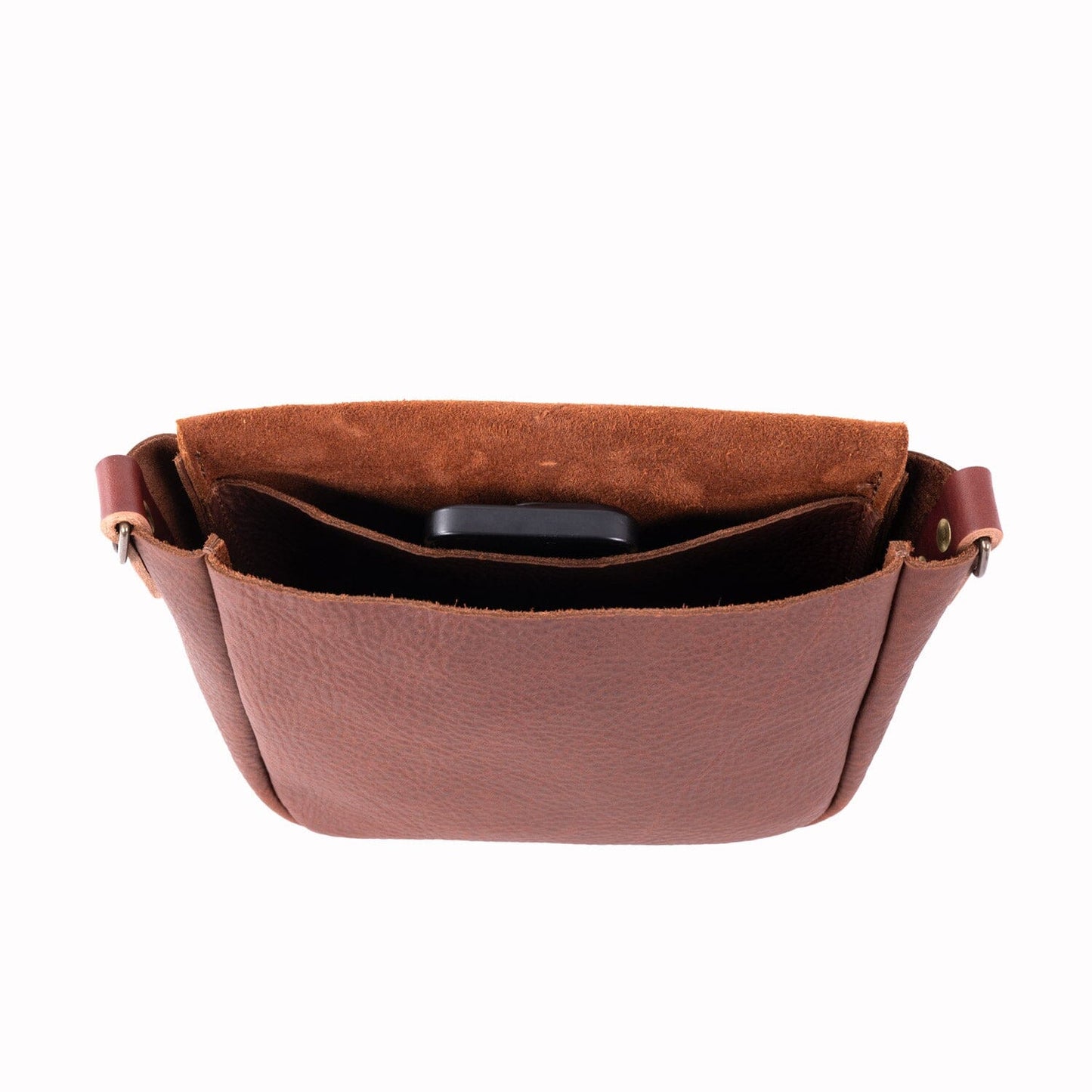 KINDLE LEATHER SATCHEL - SMALL - SADDLE - BUCKLE CLOSURE - FIRST BAG MADE - IN STOCK