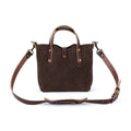 AVERY LEATHER TOTE BAG - MINI CROSSBODY - CHOCOLATE SUEDE