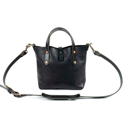 AVERY LEATHER TOTE BAG - MINI CROSSBODY - BLACK BISON