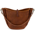CELESTE LEATHER HOBO BAG - MEDIUM - CHESTNUT
