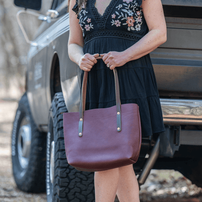 AVERY LEATHER TOTE BAG - SMALL - MERLOT