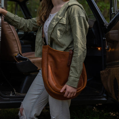 CELESTE LEATHER HOBO BAG - LARGE - CHERRY BISON