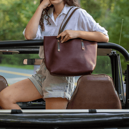 AVERY LEATHER TOTE BAG - MEDIUM - MERLOT