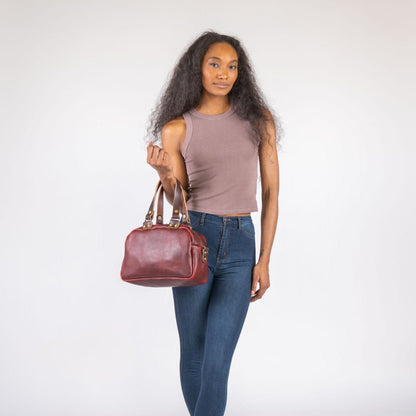 HOFFMAN LEATHER CROSSBODY BAG - WINE BISON