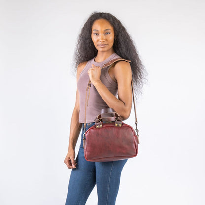 HOFFMAN LEATHER CROSSBODY BAG - WINE BISON