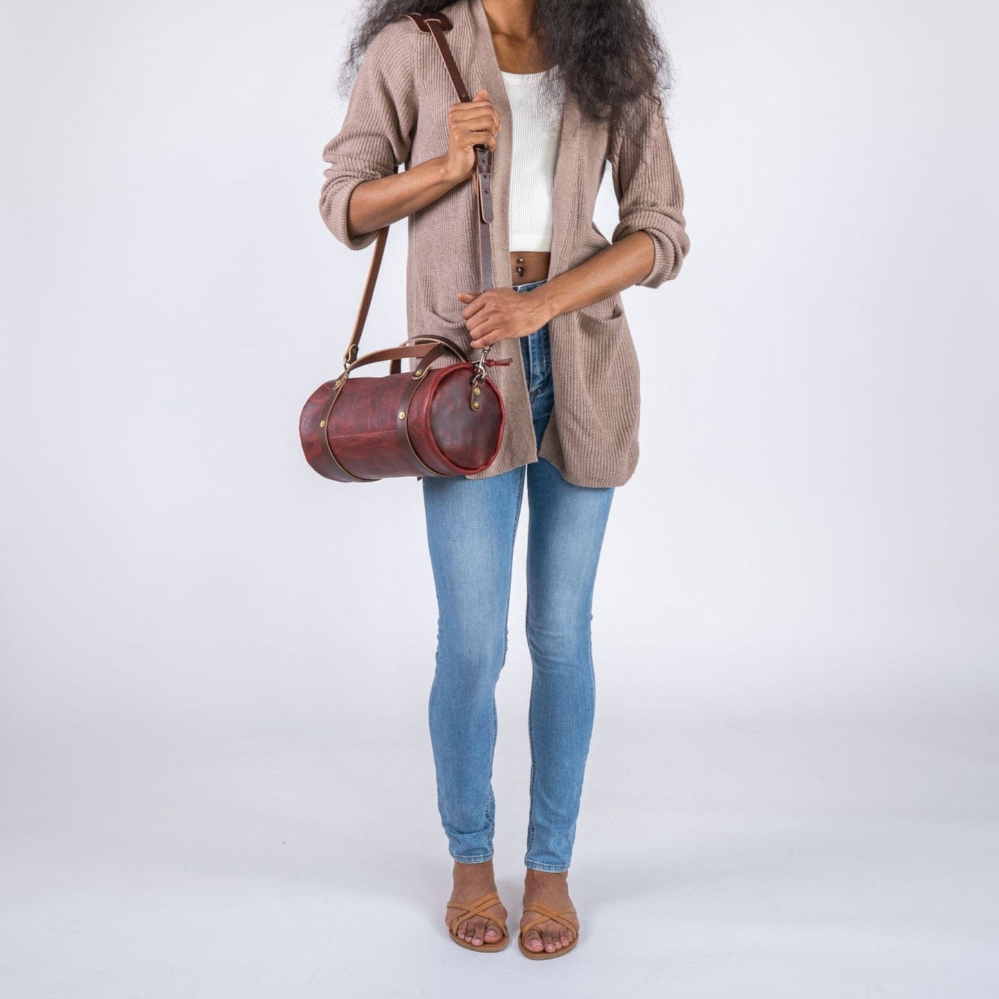 JANE LEATHER CROSSBODY - WINE BISON