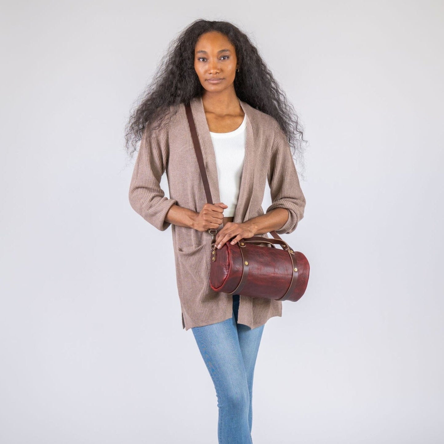 JANE LEATHER CROSSBODY - WINE BISON