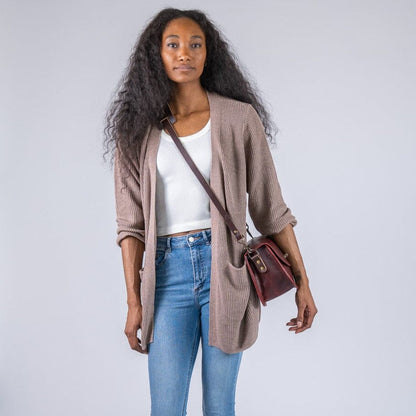 VIVIAN SATCHEL LEATHER CROSSBODY - WINE BISON