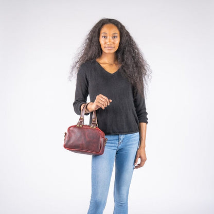 HOFFMAN LEATHER CROSSBODY BAG - MINI - WINE BISON