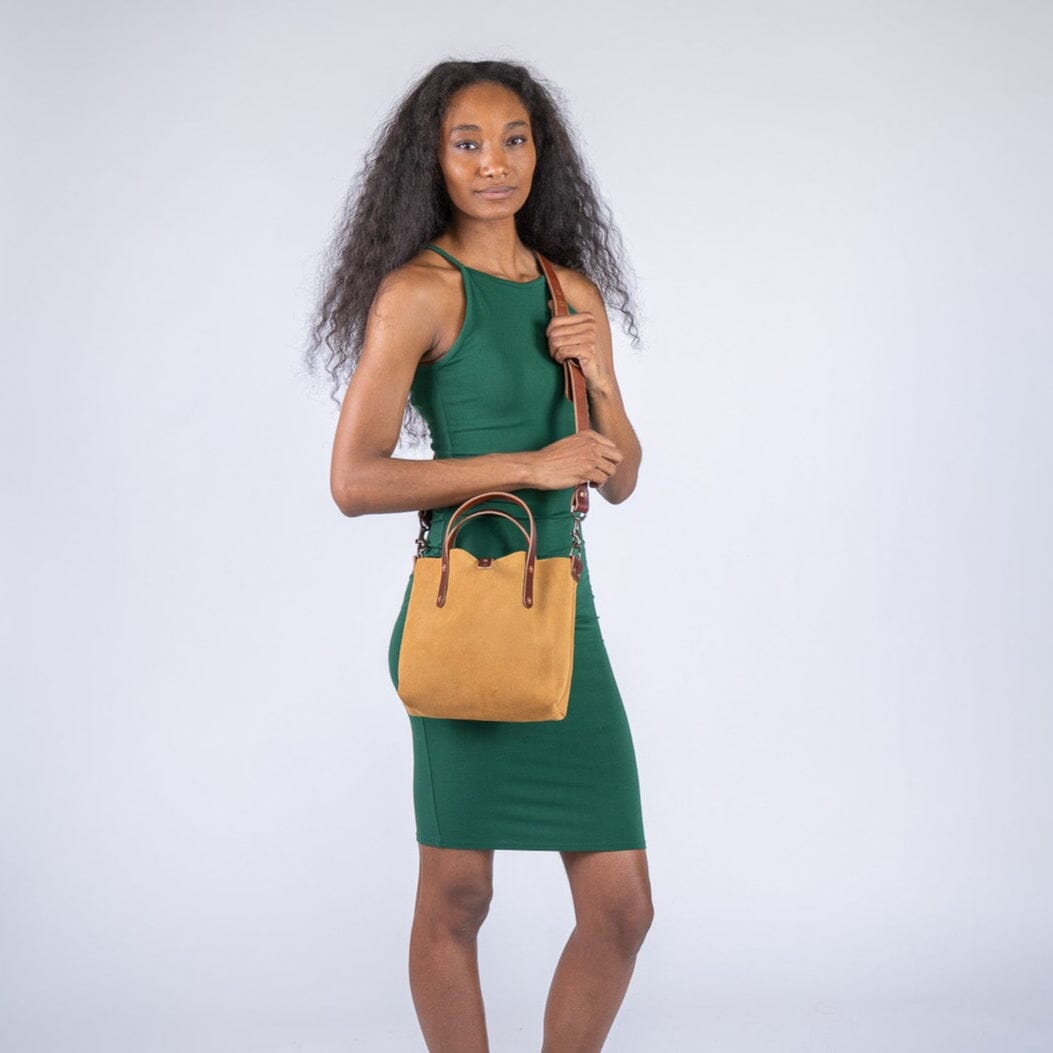 AVERY LEATHER TOTE BAG - MINI CROSSBODY - DESERT SUEDE - IN STOCK