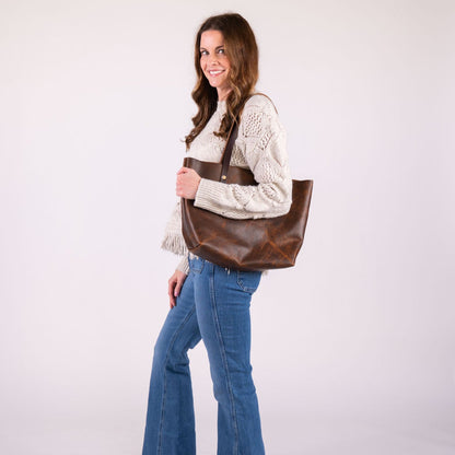 AVERY LEATHER TOTE BAG - MEDIUM - HICKORY BISON