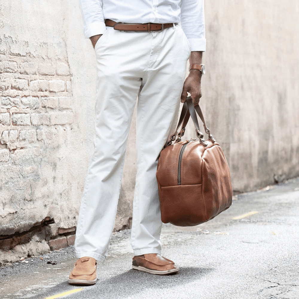 HOFFMAN LEATHER WEEKENDER DUFFLE BAG