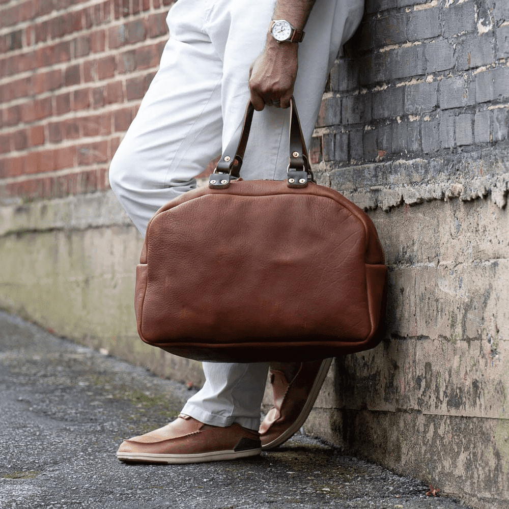 HOFFMAN LEATHER WEEKENDER DUFFLE BAG
