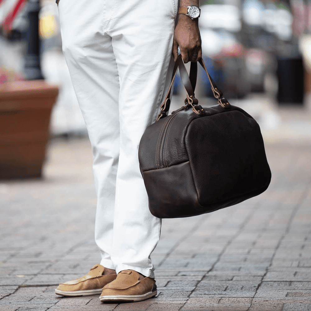 HOFFMAN LEATHER WEEKENDER DUFFLE BAG