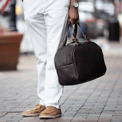 HOFFMAN LEATHER WEEKENDER DUFFLE BAG