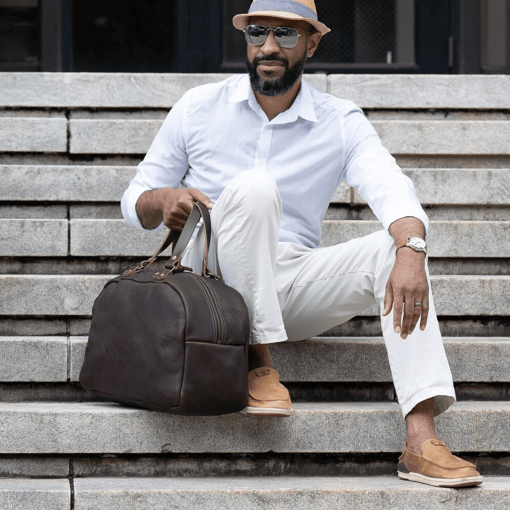HOFFMAN LEATHER WEEKENDER DUFFLE BAG