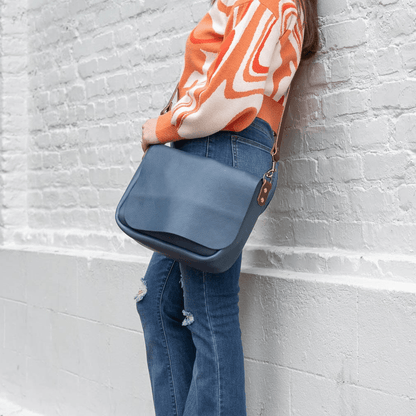 KINDLE LEATHER SATCHEL - SMOKEY BLUE