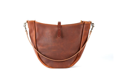 CELESTE LEATHER HOBO BAG - MEDIUM - CHERRY BISON