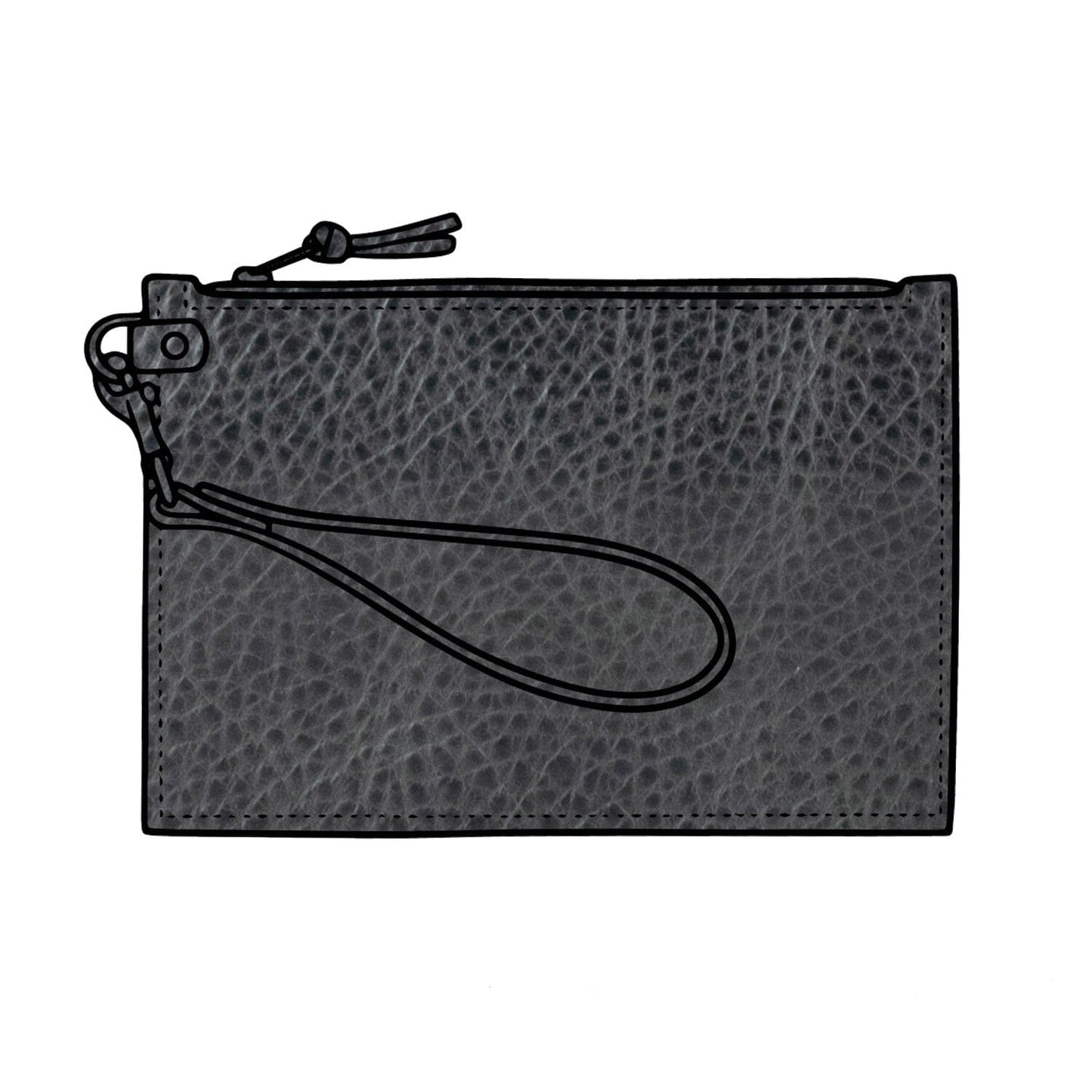 FELICITY ZIPPERED CLUTCH WITH WRISTLET LARGE - RAVEN