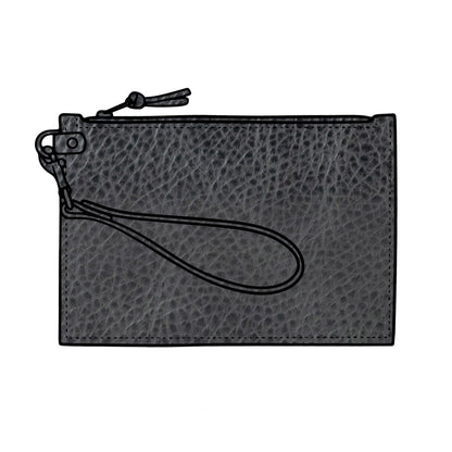 FELICITY ZIPPERED CLUTCH WITH WRISTLET LARGE - RAVEN
