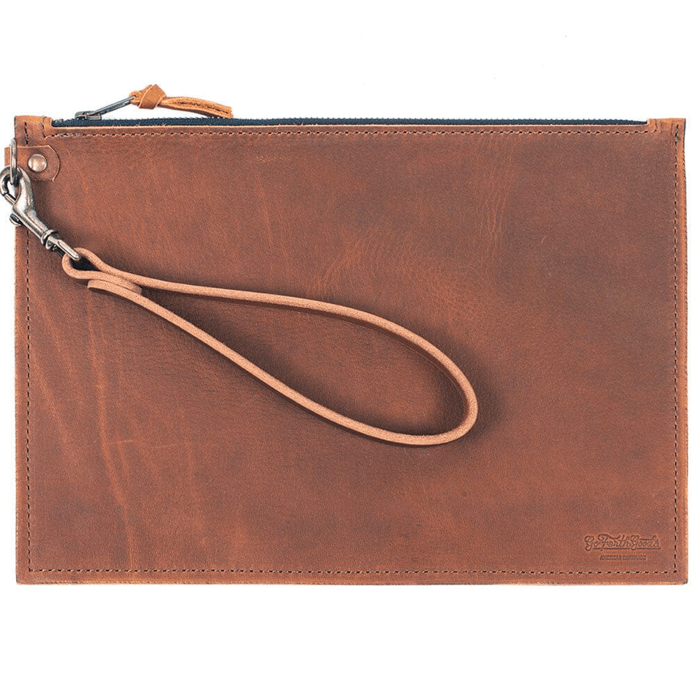 FELICITY ZIPPERED CLUTCH WITH WRISTLET LARGE - TURQUOISE