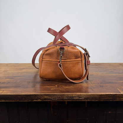 FLORENCE LEATHER CROSSBODY BAG - HONEY - HEMMED POCKET - SADDLE STRAPS -  IN STOCK