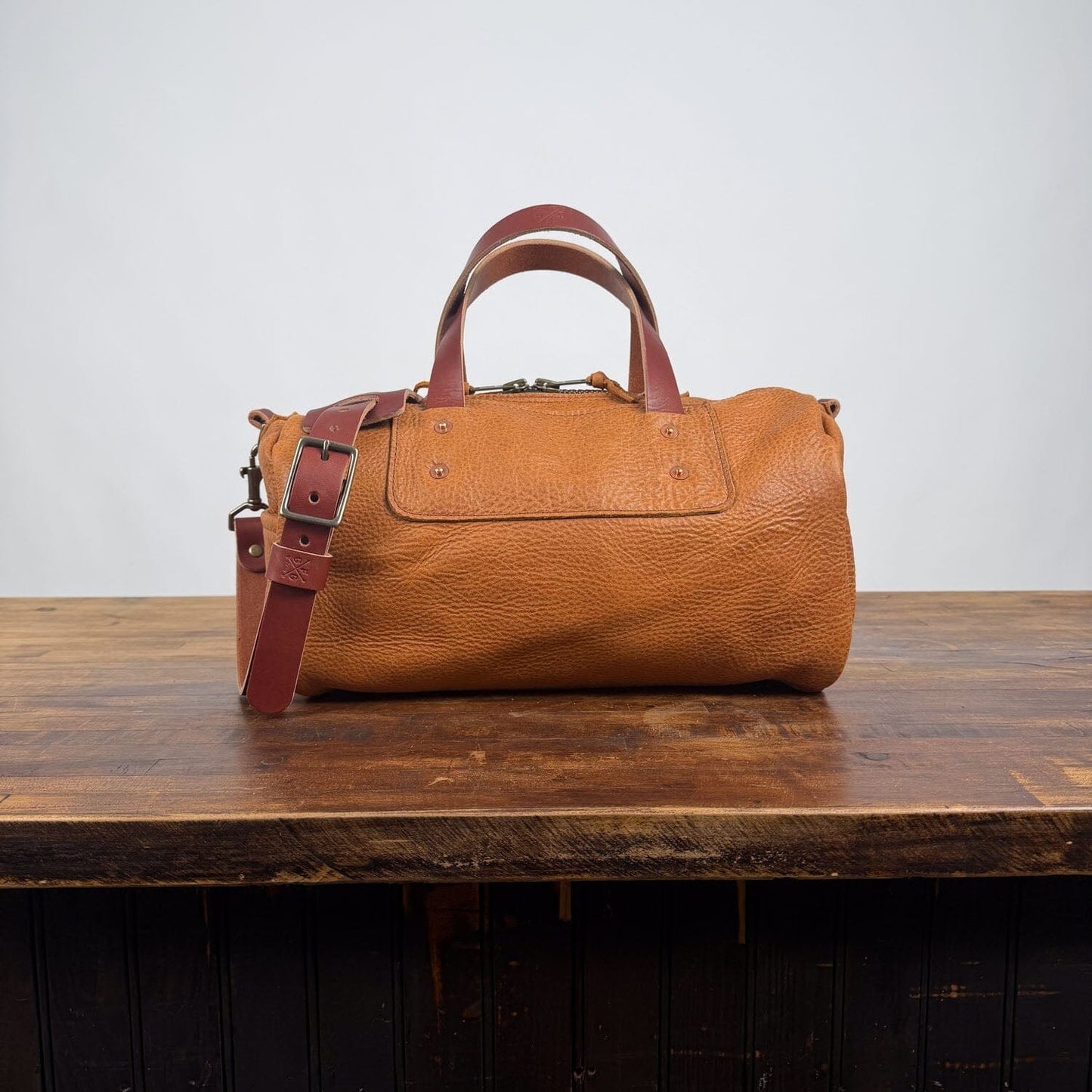 FLORENCE LEATHER CROSSBODY BAG - HONEY - HEMMED POCKET - SADDLE STRAPS -  IN STOCK