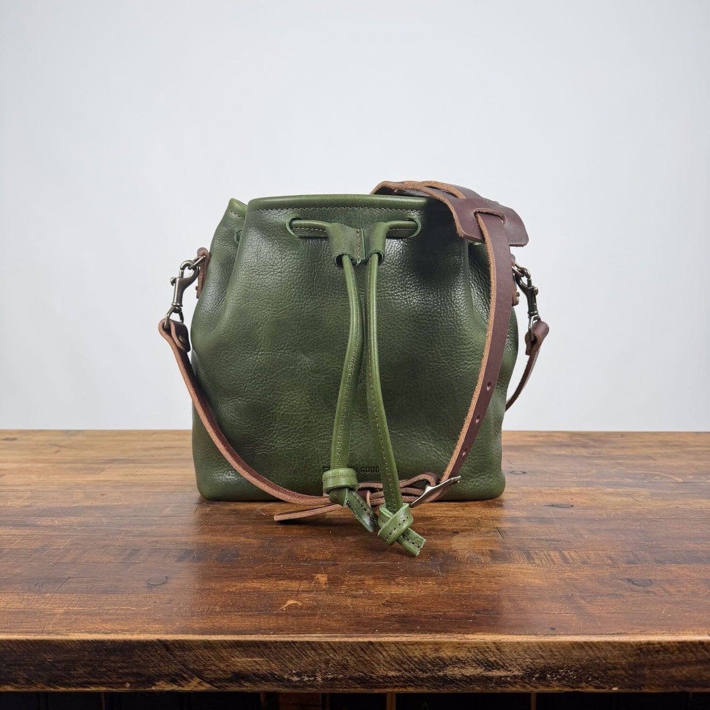 ABBY LEATHER BUCKET BAG - JADE BISON - IN STOCK