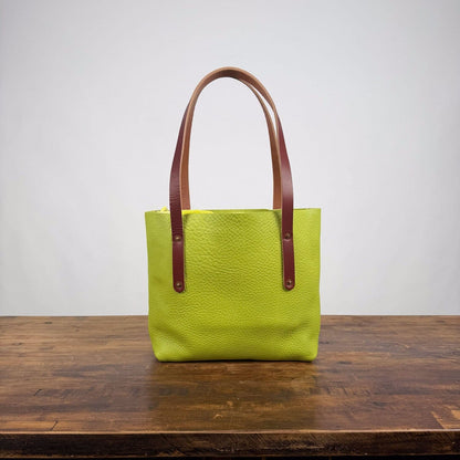 AVERY LEATHER TOTE BAG - SMALL - LIME GREEN - IN STOCK