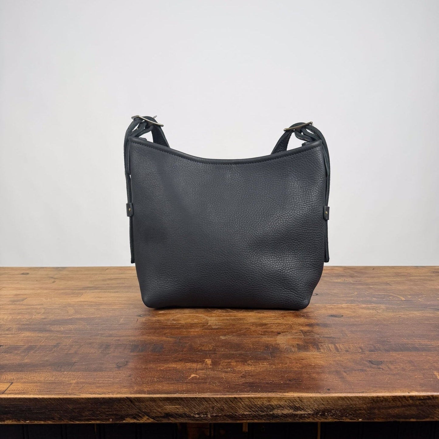 JULIANNE LEATHER HOBO BAG - SMALL - BLACK - MAGNETIC SNAP CLOSURE - IN STOCK
