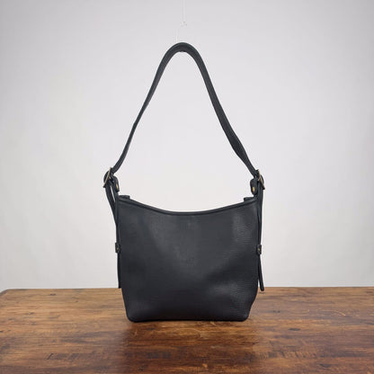JULIANNE LEATHER HOBO BAG - SMALL - BLACK - MAGNETIC SNAP CLOSURE - IN STOCK