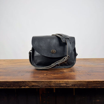 VIVIAN SATCHEL LEATHER CROSSBODY - BLACK BISON - IN STOCK