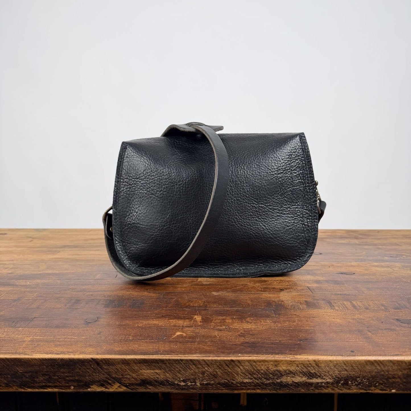 VIVIAN SATCHEL LEATHER CROSSBODY - BLACK BISON - IN STOCK
