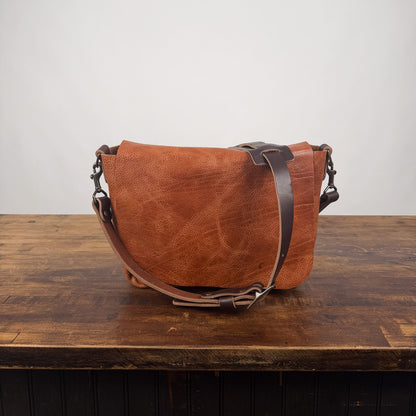 KINDLE LEATHER SATCHEL - PEANUT BISON - BACK POCKET - IN STOCK