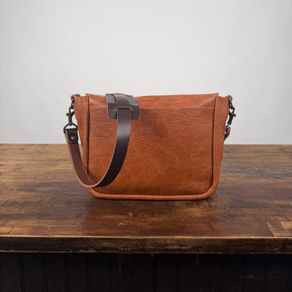 KINDLE LEATHER SATCHEL - PEANUT BISON - BACK POCKET - IN STOCK
