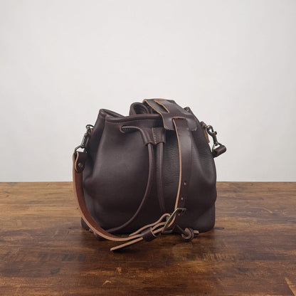 ABBY LEATHER BUCKET BAG - MOCHA - SMOOTH HIDE - IN STOCK