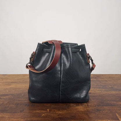 ABBY LEATHER BUCKET BAG - INDIGO BISON - IN STOCK
