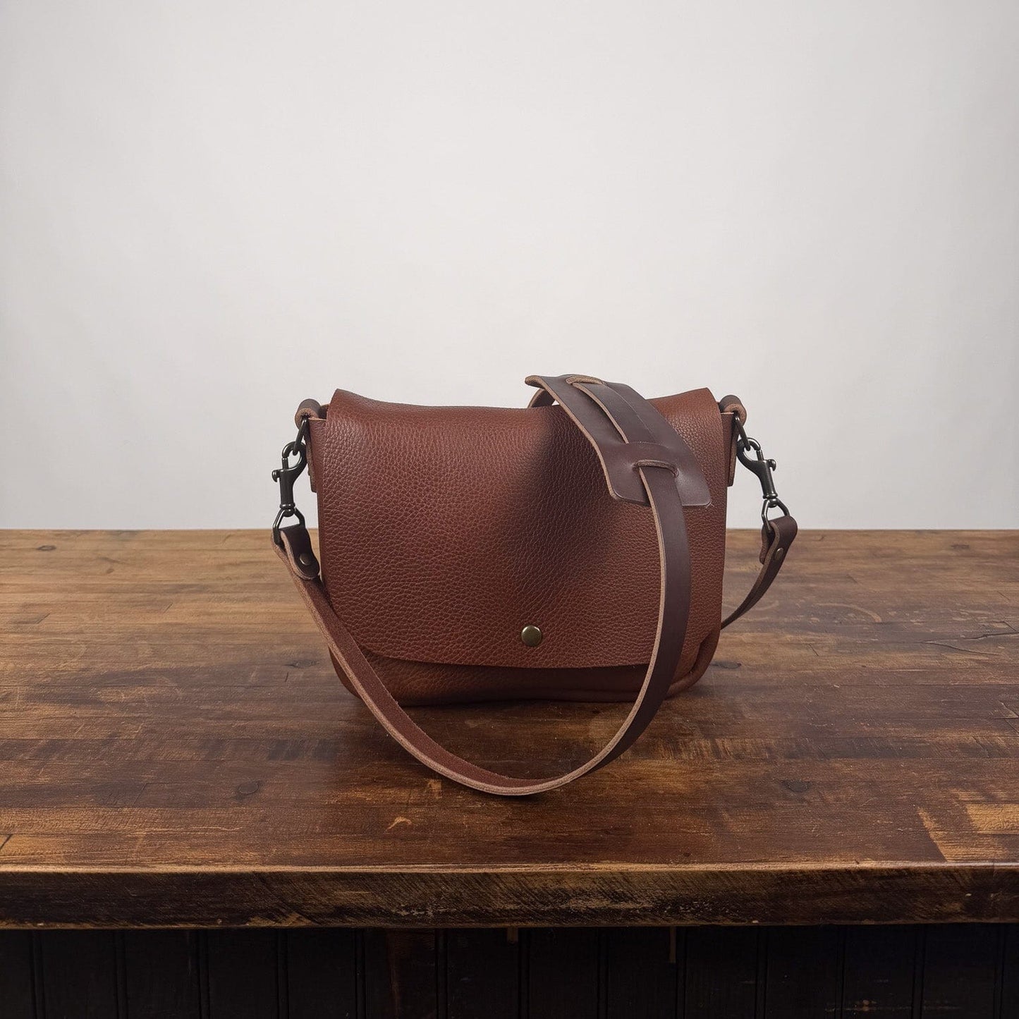 KINDLE LEATHER SATCHEL - SMALL - SADDLE - MAGNETIC SNAP - FIRST BAG MADE - IN STOCK (Copy) (Copy)