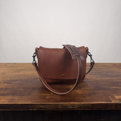 KINDLE LEATHER SATCHEL - SMALL - SADDLE - MAGNETIC SNAP - FIRST BAG MADE - IN STOCK (Copy) (Copy)