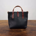 AVERY LEATHER TOTE BAG - MINI CROSSBODY - BLACK - SADDLE STRAPS - HEMMED TOP - IN STOCK