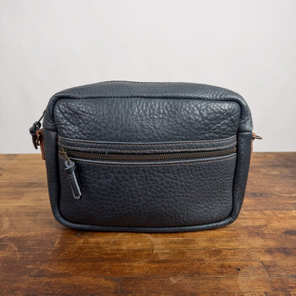 SARAH LEATHER CROSSBODY - NAVY - ZIP FRONT POCKET - NEARLY PERFECT - IN STOCK