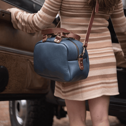 HOFFMAN LEATHER CROSSBODY BAG - SMOKEY BLUE