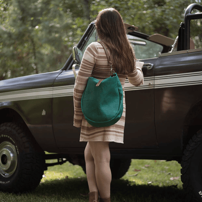 CELESTE LEATHER HOBO BAG - MEDIUM - PINE GREEN BISON