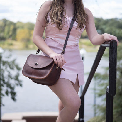 VIVIAN SATCHEL LEATHER CROSSBODY DELUXE - SADDLE