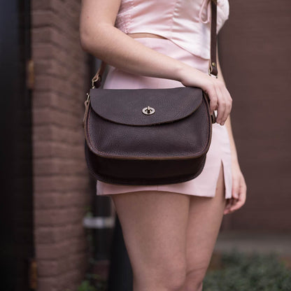 VIVIAN SATCHEL LEATHER CROSSBODY DELUXE - MOCHA